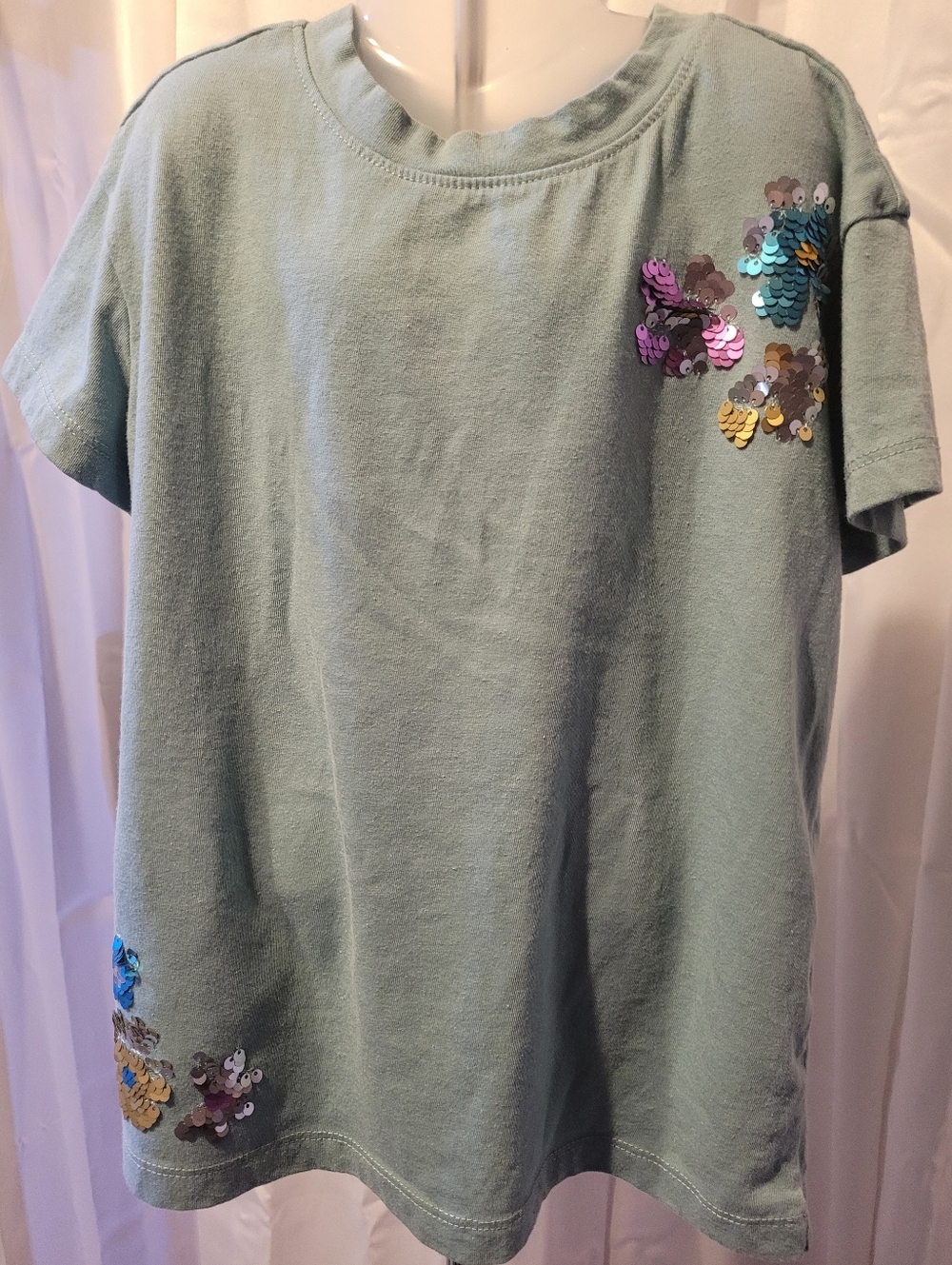 Cat & Jack Light Blue Short-Sleeve Tee with Multicolor Sequins